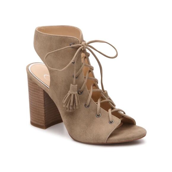 JESSICA SIMPSON Tilroy Beige Lace Up Heeled Sandals - Picture 1 of 4